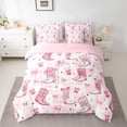 thumbnail image 2 of Feelyou Princess Bow Boot Bedding Comforter Set 7pcs, Pink Buffalo Plaid Full Bedding Set, 2 of 8