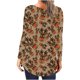 thumbnail image 4 of Camiseta informal para mujer, blusa estampada de manga larga con cuello redondo y fruncido Pompotops  FGAJ9603, 4 of 6
