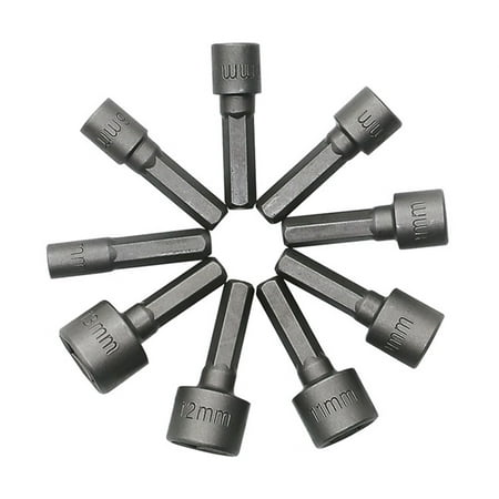 

9PCS 5-13mm Metric Socket Nut Impact Driver Adapter Drill Bits 1/4 Inch Hex Tool Set Nut Driver Socket Bit Set (5mm 6mm 7mm 8mm