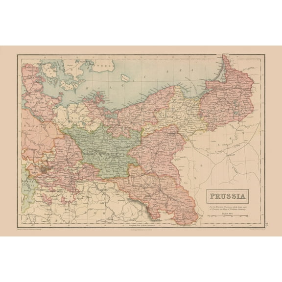 Historic Map - Prussia Germany - Black 1867 - 33.95 x 23 - Vintage Wall Art