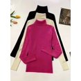 thumbnail image 2 of Lot de 3 Chandails à Col Roulé Tricotés pour Femmes, Doux et Confortables, Couleurs Unies, Chandails d'Hiver, 2 of 12