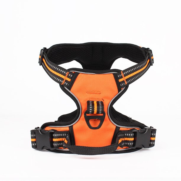 Arnés anti tirones para perros. cordón de cinturón; Correas para perros retráctiles de 5 m. Collares. Chaleco Reflectante Ajustable, con Asa Acolchada. (M, Naranja) LingWen 8390614132399