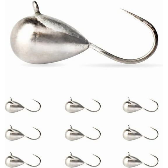 10-Pack Unpainted Tungsten Tear Drop Ice Jigs,2.7/3.2/4/5/5.5/6/7mm Tungsten Ice Fishing Jigs