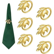 Limei Golden Maple Leaf Napkin Rings Set of 6, Vintage Leaf Napkin Ring Holders Halloween Napkin Rings for Fall, Easter, Thanksgiving