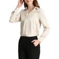 thumbnail image 1 of CAMISAS ELEGANTES PARA MUJER INSPIRADORAS V CUELLO PUNTA MANGA LARGA BLUSA DE SATÉN SUAVE XL ALBARICOQUE, 1 of 8
