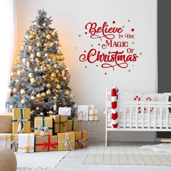Colorful Christmas Wall Stickers Inspirational Words Vinyl Wall Decals Christmas Adhesive Sticker DIY Vinyl Art Decor for Bedroom Living Room s Room Christmas Wall Decor for diy