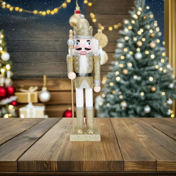 Uonlytech Golden Nutcracker Puppet Ornament for Traditional Holiday Decor