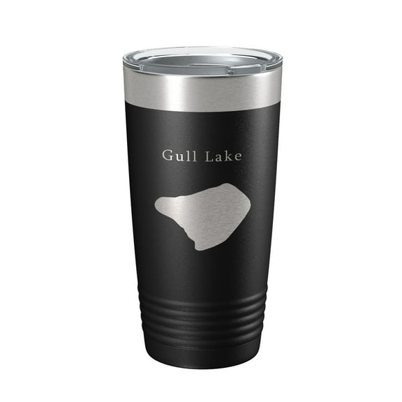 Gull Lake Map Tumbler Travel Mug Insulated Laser Engraved Coffee Cup California 20 oz Black