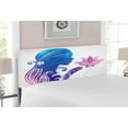 thumbnail image 2 of Feminine Headboard, Girl's Silhouette with Flowers on Her Hair Floral Ornaments Spa Art, Upholstered Decorative Metal Bed Headboard with Memory Foam, Full Size, Purple Blue, by Ambesonne, 2 of 4