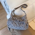 thumbnail image 2 of Women's Minimalist Floral Bow Drawstring Shoulder Bag Lightweight Nylon Japanese-style Crossbody Messenger Purse For Daily Commute Travel, 2 of 4