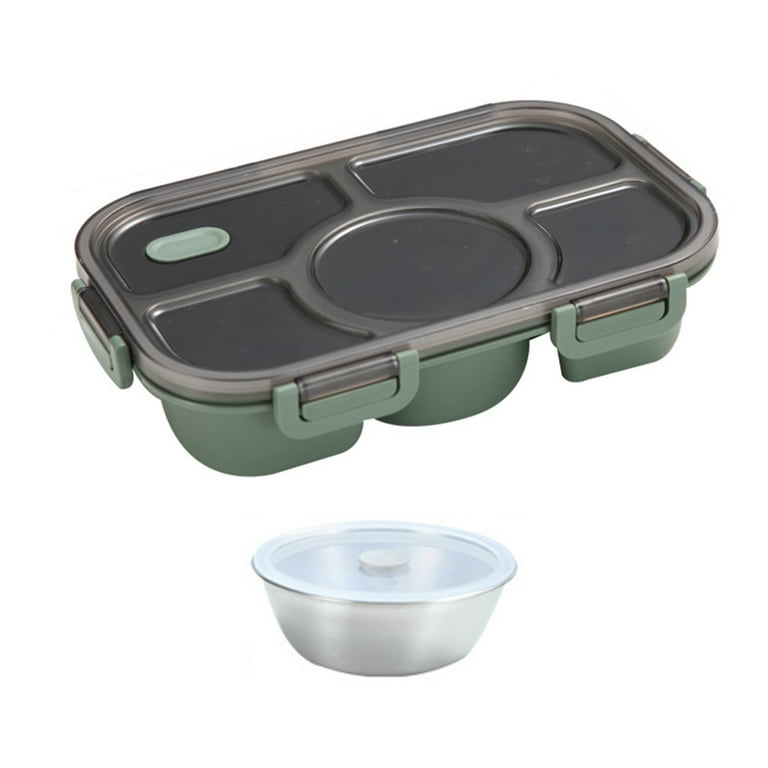 Grofry Lunch Holder Box Multi-grid BPA Free Large Capacity Portable Sandwich Box Salad Food Containers for School, Men's, Green