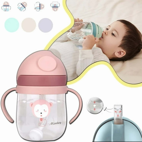 Vaso para bebé con pajita, vaso con pajita para bebé, vaso de plástico para bebé de 250 ml, vaso para sorber para niños pequeños, funcionamiento suave