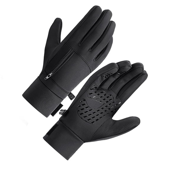 Unbranded Men Winter Waterproof Gloves Touchscreen Pocket Anti-Slip Fleece Thermal Sport Gloves - Medium