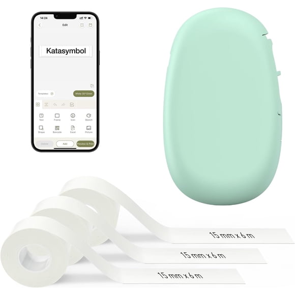 E tooth Label Maker Machine with Tape Continuous Label Versatile App with Fonts and k+ Icons Label Printer for Home Kitchen School Office Organization