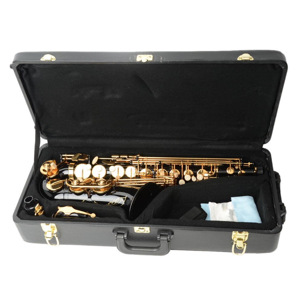 bE Alto Saxophone Set, Saxophone with Shoulder Strap, Carrying Case, Gloves, Lubricants, Cleaning Cloth, Cleaning Brush, Alto Sax with Carving Pattern Pearl White Shell Button