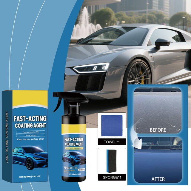 Agente de recubrimiento automotriz | Spray protector impermeable para coches de 120 ml | Resistente a rayos UV y arañazos | Acabado brillante | Fácil aplicación con pulverizador y paño