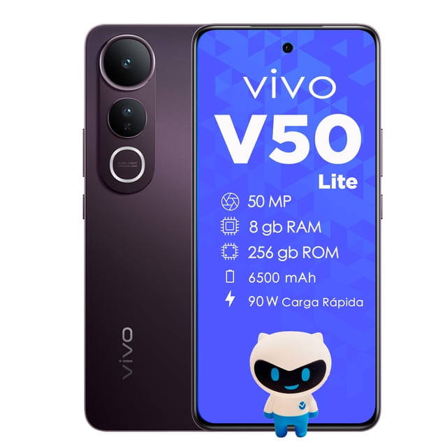 Celular vivo smartphone V50 Lite 4G Dual SIM – 256GB ROM, 16GB RAM (8+8 Extendida), Cámara Sony 50MP, Snapdragon 685, Batería 6500mAh – Desbloqueado