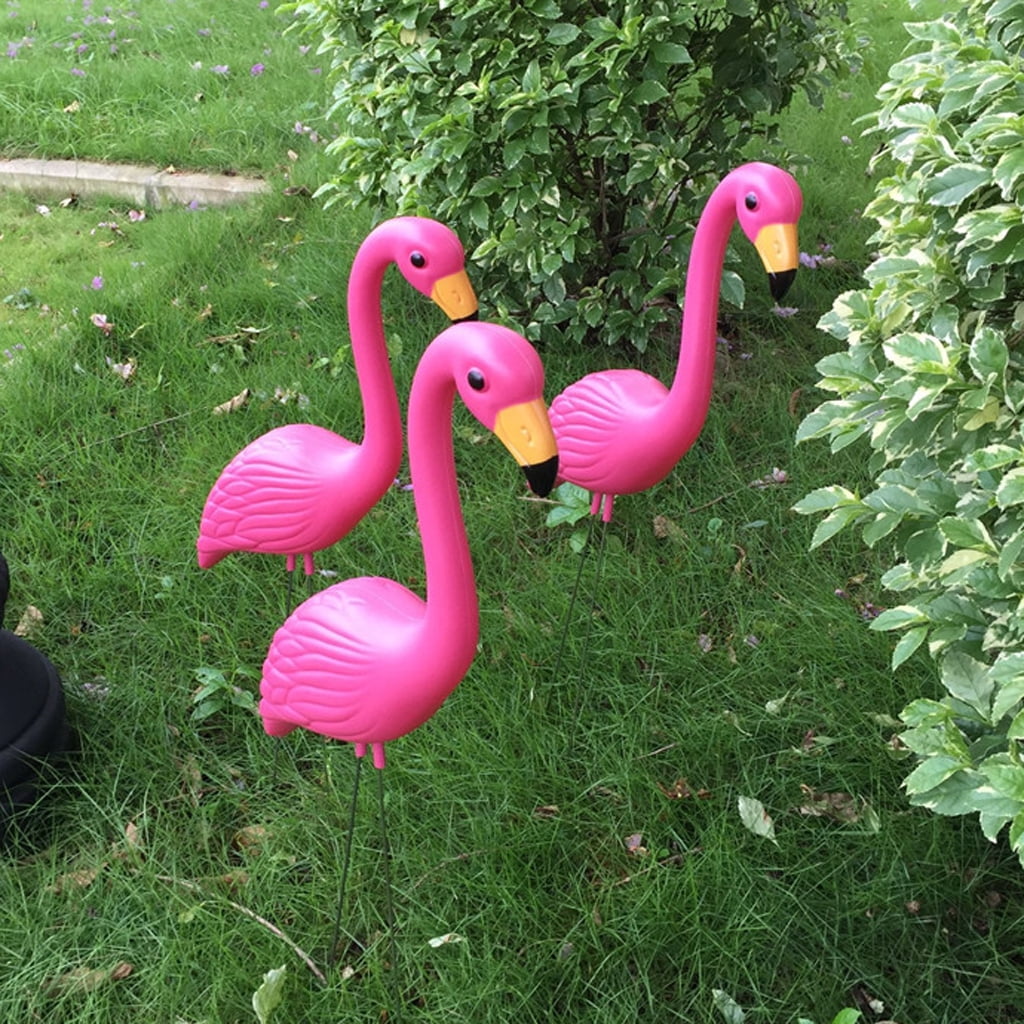 4Pieces Flamingo Ornament Statue, Art Garden Stakes for Yard Garden Lawn Decoration - Looking Up