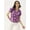 Purple, variant on DressBerry Women’s Printed Poly Crepe Top Buttoned Front V Neck Short Sleeves Waist Length Regular Wear Light Weighted Casual Summer Shirt