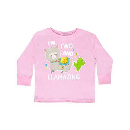 

Inktastic Im Two and Llamazing with Llama and Cactus Gift Toddler Boy or Toddler Girl Long Sleeve T-Shirt