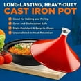 thumbnail image 3 of NutriChef Cast Iron Moroccan Tagine 2.75 Quart Tajine Cooking Pot with Stainless Steel Knob ​(Red), 3 of 6