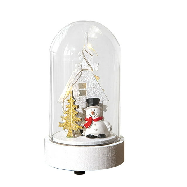 Dsscvnef Reindeers Lights Snow Decorations Christmas Trees Glass Night Light Desktop Ornament Festive Seasonal Display