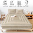 thumbnail image 5 of Twin XL Size Fitted Sheet Set - Beige White Geometric 2 Piece Bedding Sets 16" Deep Pocket Fitted Sheet with 1 Pillowcases, Square Minimalist Modern Vintage Brushed Microfiber Hotel Luxury Bed Sheets, 5 of 9