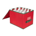 thumbnail image 4 of Northlight Christmas Ornament Storage Box with Removable Dividers - 13" - Red and Green, 4 of 5