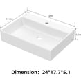 thumbnail image 2 of Moderno blanca rectangle bathroom vessel sink 24 x 17.7 x 5.1 pulgada, 2 of 6