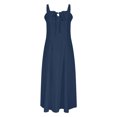 thumbnail image 7 of Qiopertar Women's Casual Split Drawstring Dress with Straps V-Neck Sleeveless Summer Beach Party Vacation Boho Wrap Slit Dress, Navy L, 7 of 7