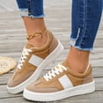 thumbnail image 4 of HTHLVMD Retro Style Tennis Shoes, Platform Sole Trainers, Colorful Suede Sneakers, Platform Sneakers for Women Comfortable Fashion Retro Sneakers Casual Non-Slip Tennis Walking Shoes, Khaki 8, 4 of 6