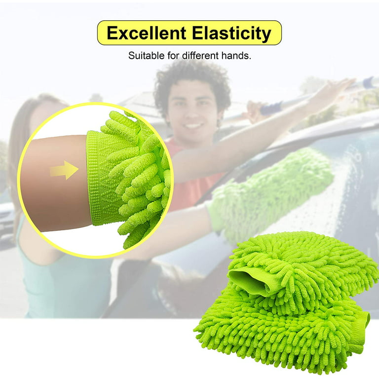 Wensince Car Wash Mitt 2 Pack - Large Size Microfiber Wash Mitt Car Cl –  MoxSole