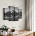 thumbnail image 2 of Elephant Stock - Grand Teton Mountains BW Wall Art - Horizontal Multi Panel - 4 Piece Living Room Wall Decor - Photography Nature Canvas Print - Gray and Black Decor - 24" x 14", 2 of 5