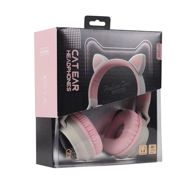 LED Auriculares con cancelación de ruido de oído lindo Auriculares Bluetooth 5.0 de 3,5 mm con micrófono Sweethay EL4100-02B
