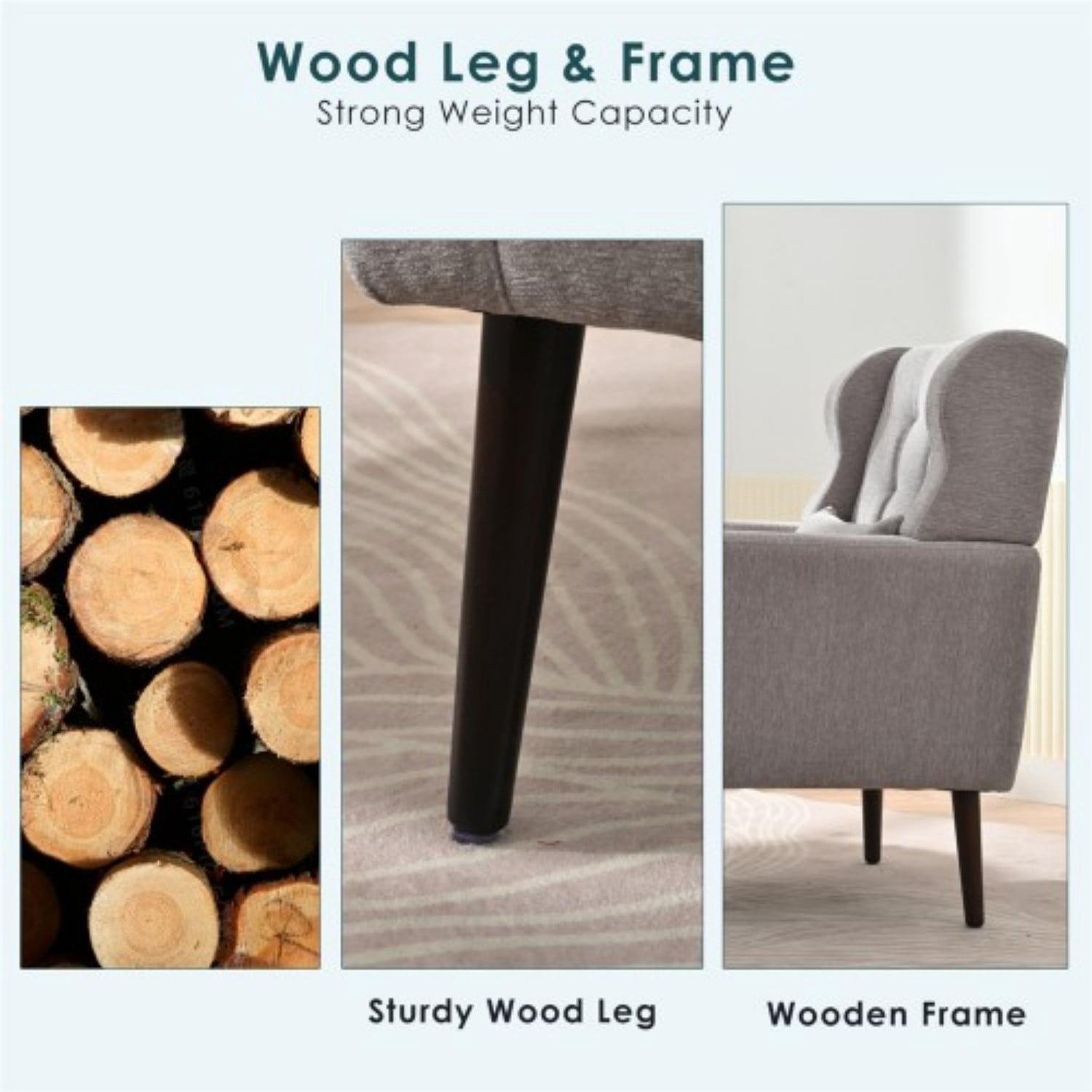Modern Chenille Accent Chair with Pillow, Upholstered Armchair with Solid Wood Legs, Ergonomic Lounge Chair for Living Room, Bedroom, Reading Room, Small Space, Grey