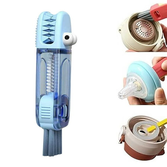 3-in-1 Multifunctional Cleaning Brush Kit for Cup Lids Bottles and Straws with 180 Degree Rotation Hanging Hole Portable Durable Dishwashing Brush for Household Kitchen Sink and Travel Accessories