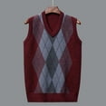 thumbnail image 5 of MNCEKFOD Seater Vest for Men Plaid Knitted V Neck Sleeveless Business Work Comfy and Soft Slim Fit Fall Fashion Outfits Winter Clothes 2025 Red XXXL, 5 of 8