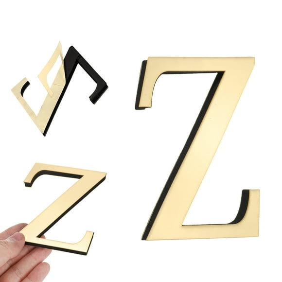Calcomanías de espejo en 3D, letras y números acrílicos autoadhesivos de 4" para decorar la sala de estar y el dormitorio (Letra Z)