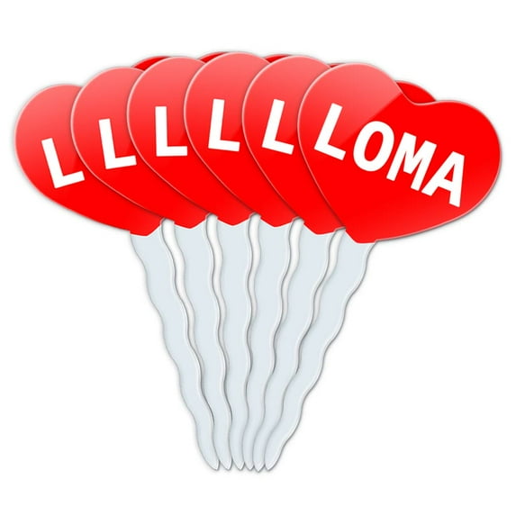 Loma Heart Love Cupcake Picks Toppers - Set of 6