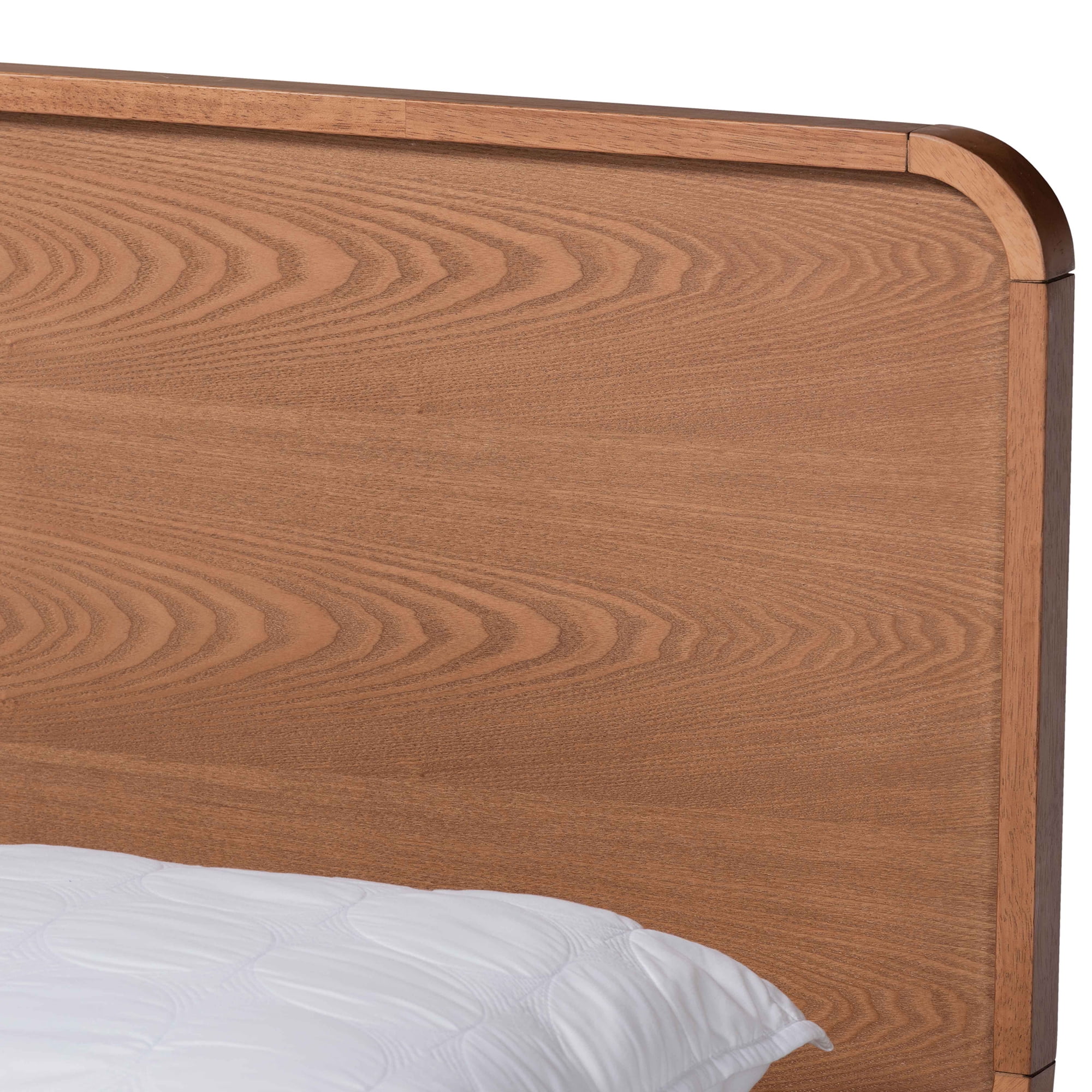 Baxton Studio Eleni Modern Full Rubberwood Standard Bed with Storage, Ash Walnut