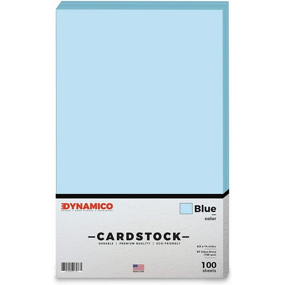 Blue 8.5 x 14" Pastel Color Cardstock Paper - for Cards and Stationery Printing | Medium to Light Weight Card Stock 67 LB Vellum Bristol | 100 Sheets