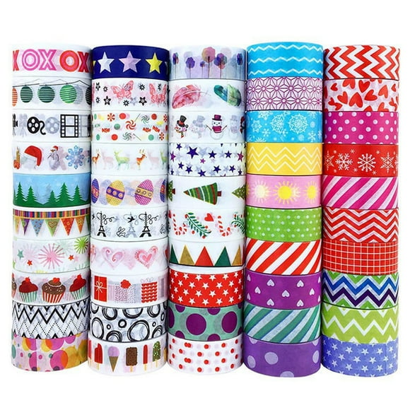 50 Rolls Tape Set - Colored Masking Tape for Kids,Decorative Adhesive for DIY Crafts,Scrapbooking Supplies