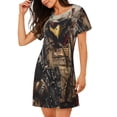 thumbnail image 2 of Easygdp Bald Eagle Soldier Camisón de manga corta para mujer, informal, estampado, 2 of 6