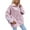 Pink, variant on Womens Casual Oversized Fleece Jacket Fall Winter Warm Lapel Zip Up Plush Cardigan Outerwear Coat with Pockets White M