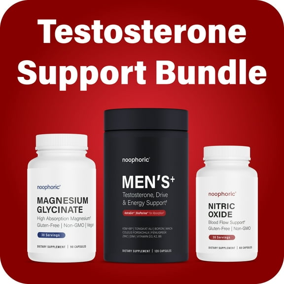 Noophoric Men's Performance Bundle - Testosterone Booster, Nitric Oxide, Magnesium Glycinate - 270 Capsules