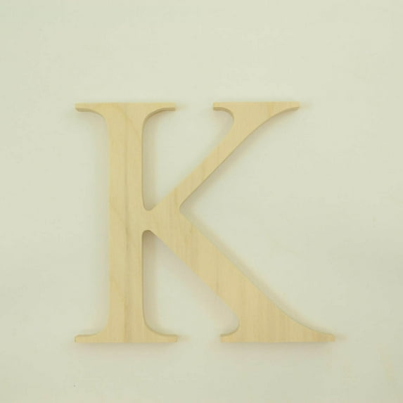 Package of 1, 6 Inch X 1/2" Thickness Baltic Birch Wood Letter K in The Times New Roman Font, Thick, Upper Case for Art & Craft Project, Made in USA