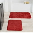 thumbnail image 3 of Dearfoams 2pc Faux Fur Embossed Cable Pattern Bath Rug, Red, 18" x 27", 3 of 6