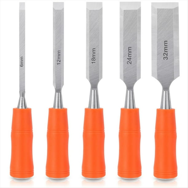 Juego de 5 Cinceles para Madera, Herramientas para Trabajar la Madera, Cinceles para Trabajar la Madera con Punta de Martillo de Acero, Cincel para Herramientas de Madera.