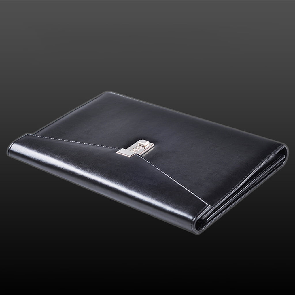 A4 Document File Folder with Password Lock Briefcase Organizer PU Leather Office