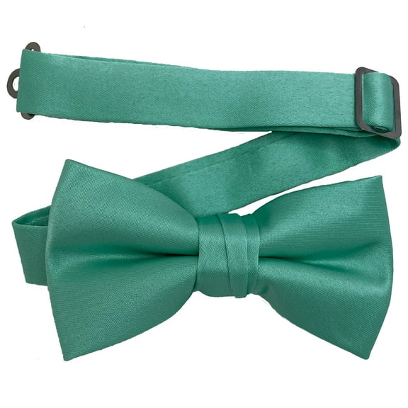 Youth Mint Formal Satin Pre-Tied Bow Tie in a Variety of Colors by Spencer J’s Signature Satin Collection